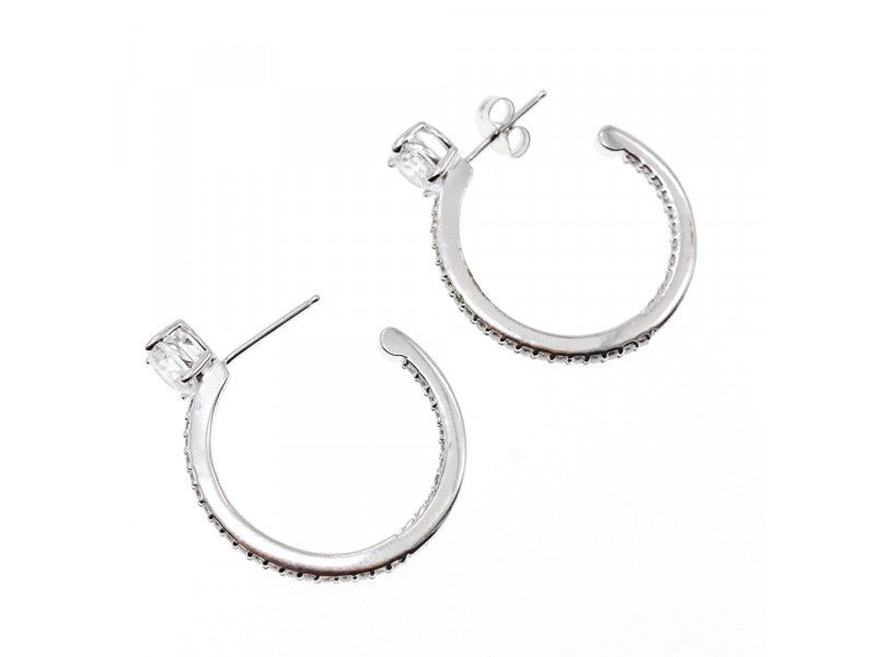 925 Sterling Silver CZ "Harmony" Hoop Earrings