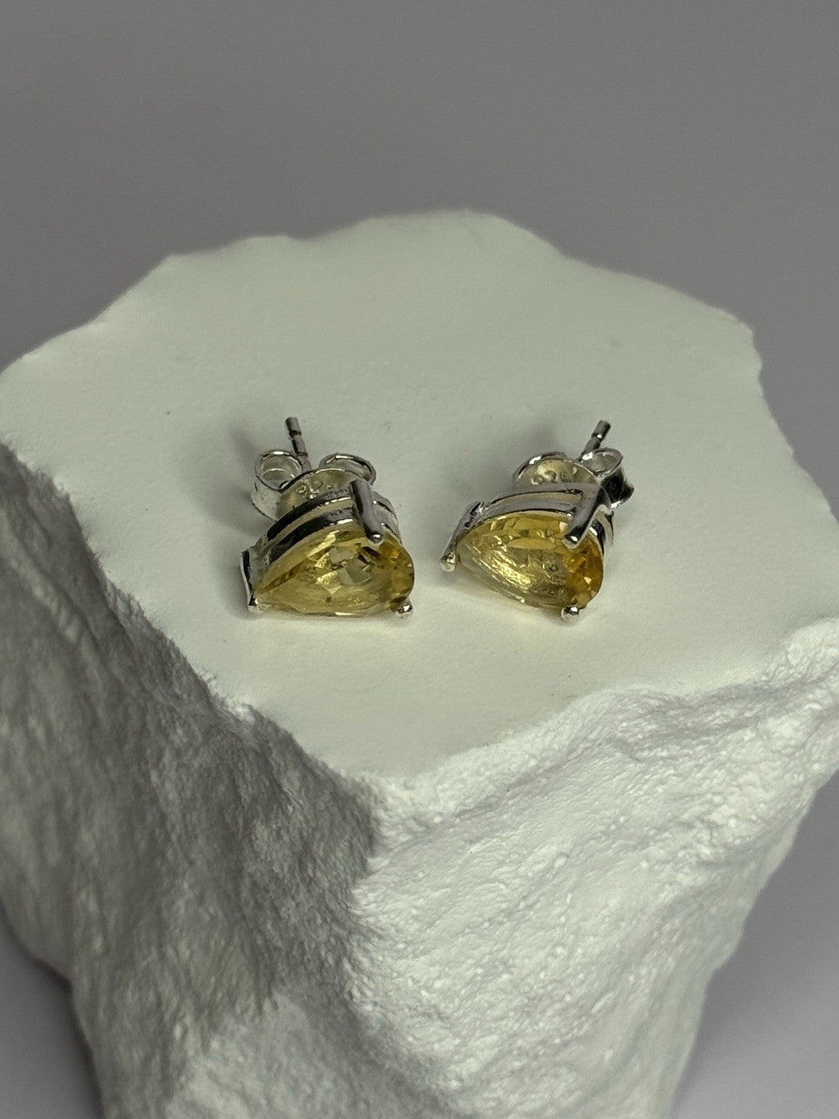 925 Sterling Silver Citrine Earrings Length 0.4 Inch