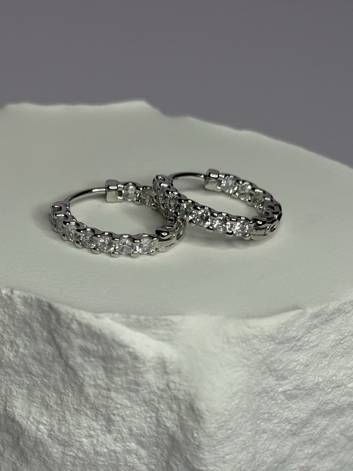 925 Sterling Silver CZ Earrings Length 0.7 Inch
