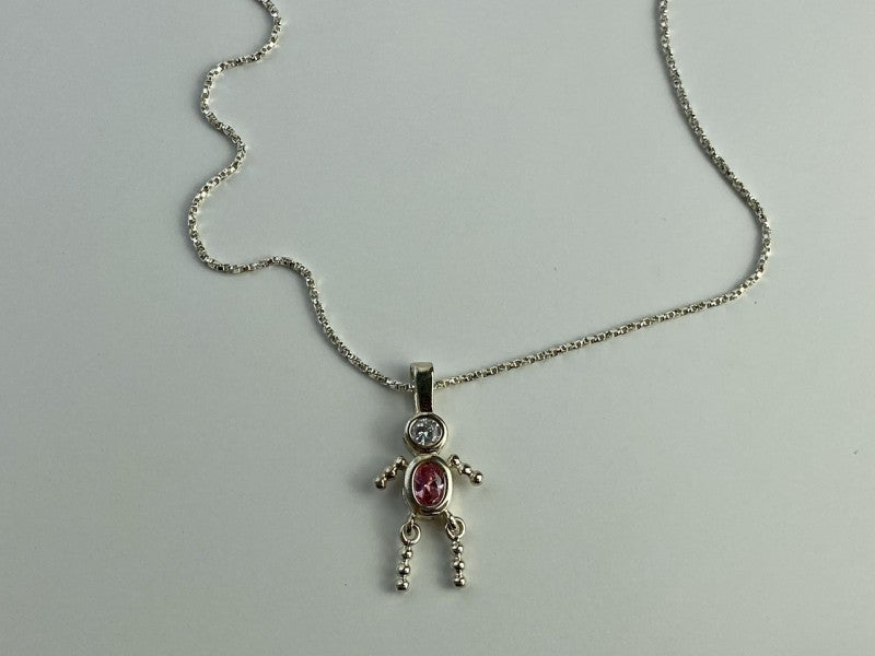 925 Sterling Silver CZ "Funny Man" Chain With Pendant