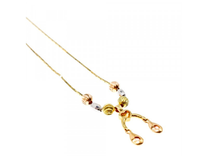 Designer 18K Yellow, White & Pink Gold Diamond Italy Necklace