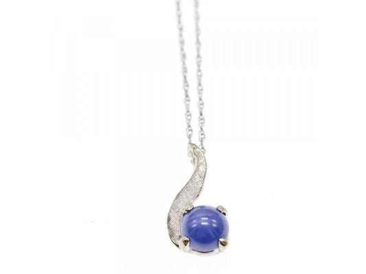 14K White Gold Sapphire Blue Star Chain With Pendant