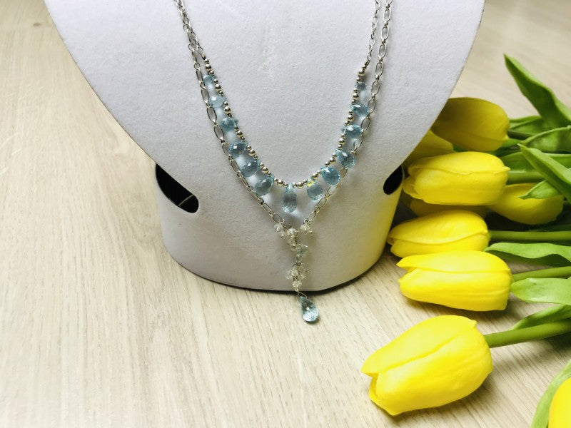 925 Sterling Silver Blue Jadeite Necklace