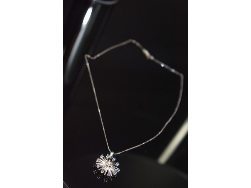 14K White Gold Sapphires & Diamond Chain With Pendant