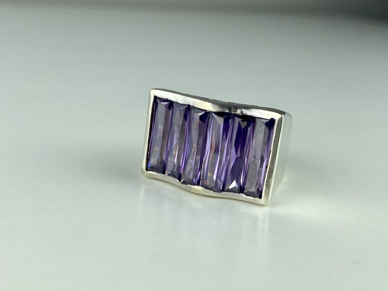 925 Sterling Silver Purple Tourmaline Ring Size 6