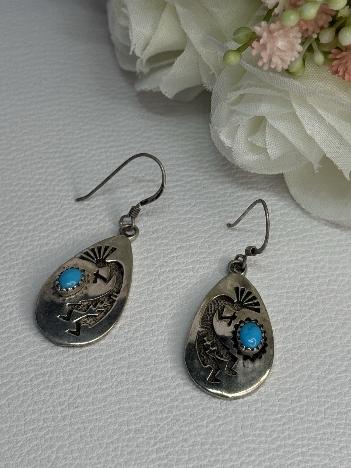 Navajo Turquoise Native American 925 Sterling Silver Earrings