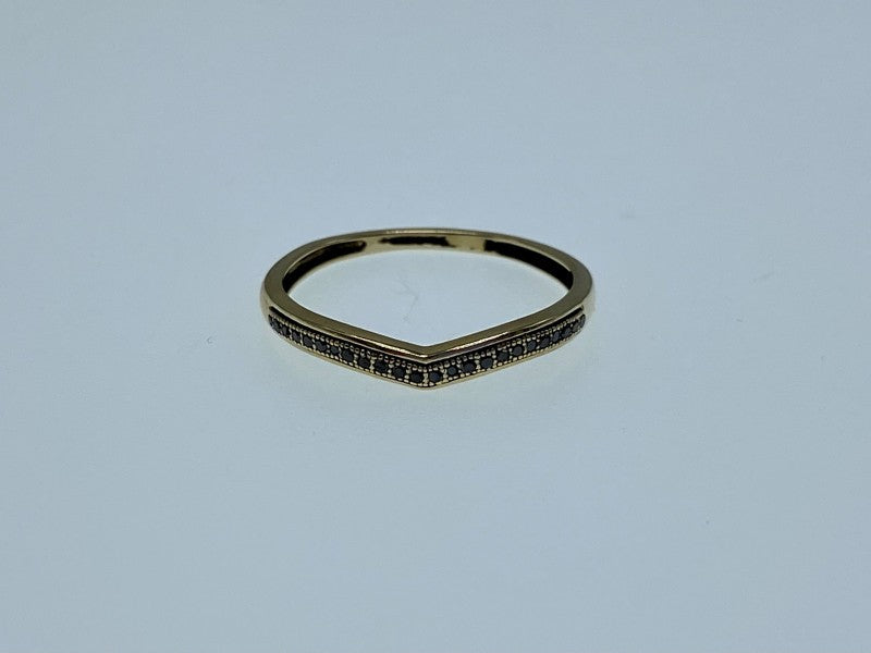 10K Yellow Gold Black Diamonds Ring Size 8