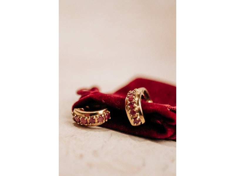 925 Sterling Silver Gold Plated Rubies Earrings