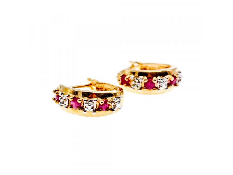 925 Sterling Silver Gold Plated Ruby Earrings