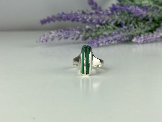 925 Sterling Silver Malachite Ring Size 5.5