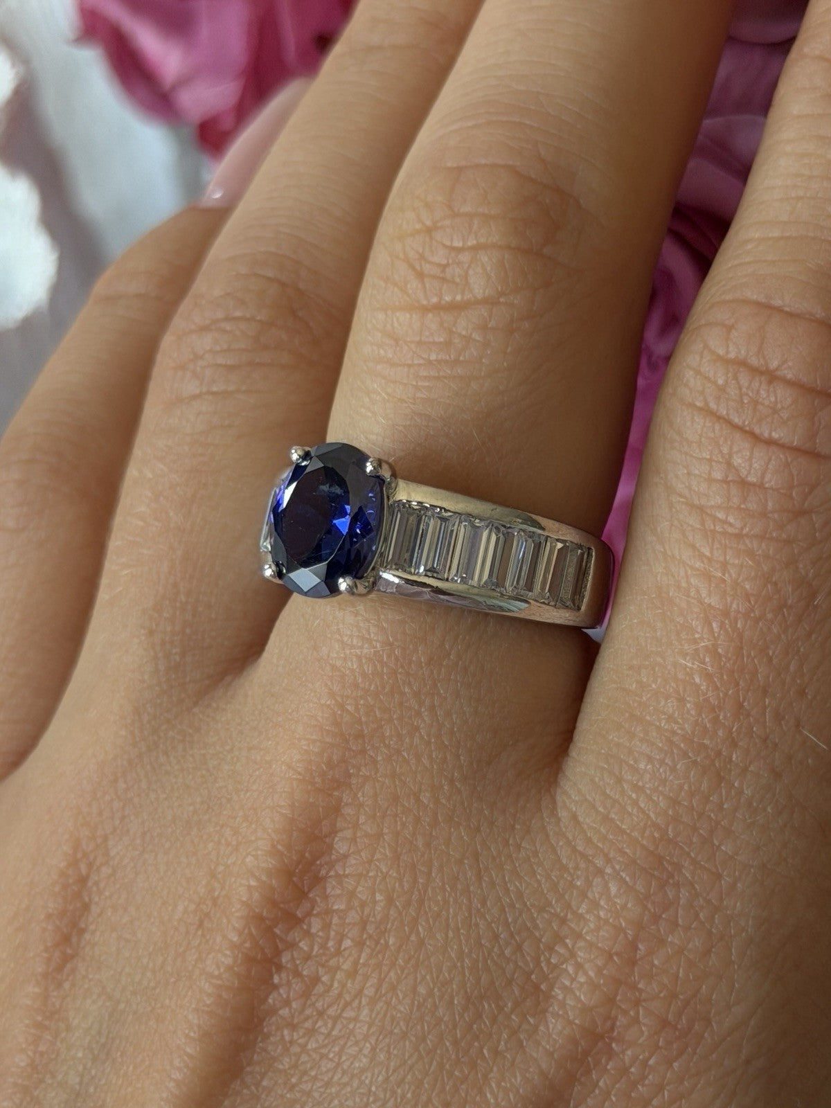 925 Sterling Silver Tourmaline & Beryl Ring Size 8