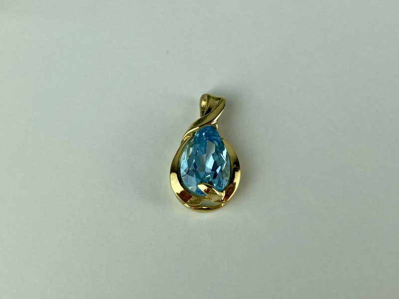 925 Sterling Silver Gold Plated Blue Spinel Pendant