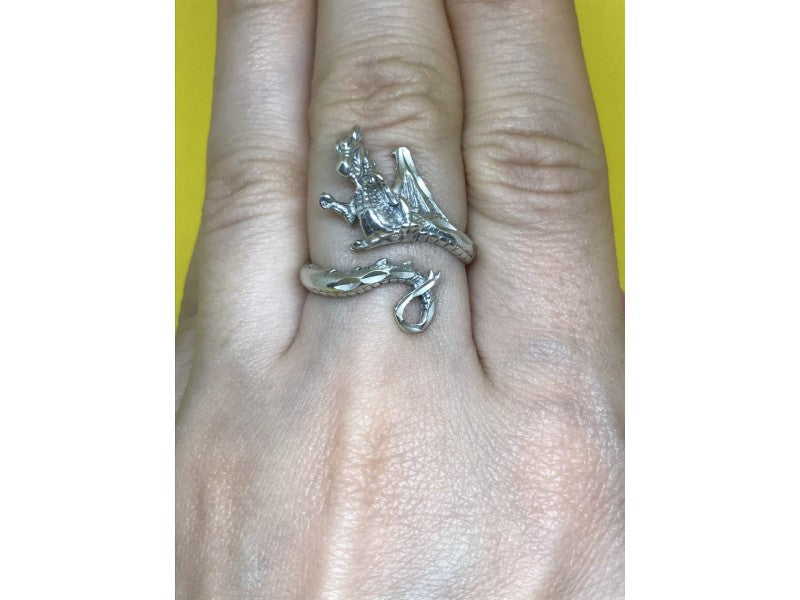 925 Sterling Silver "Dragon" Ring Size 8 (Adjustable)