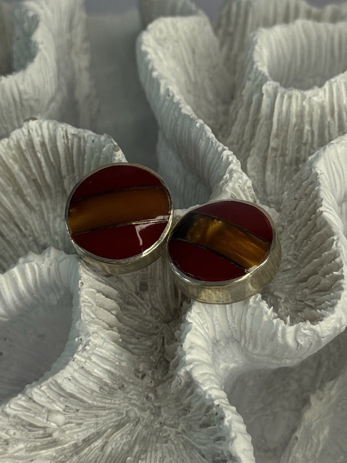 925 Sterling Silver Carnelian Earrings Length 0.70 Inch