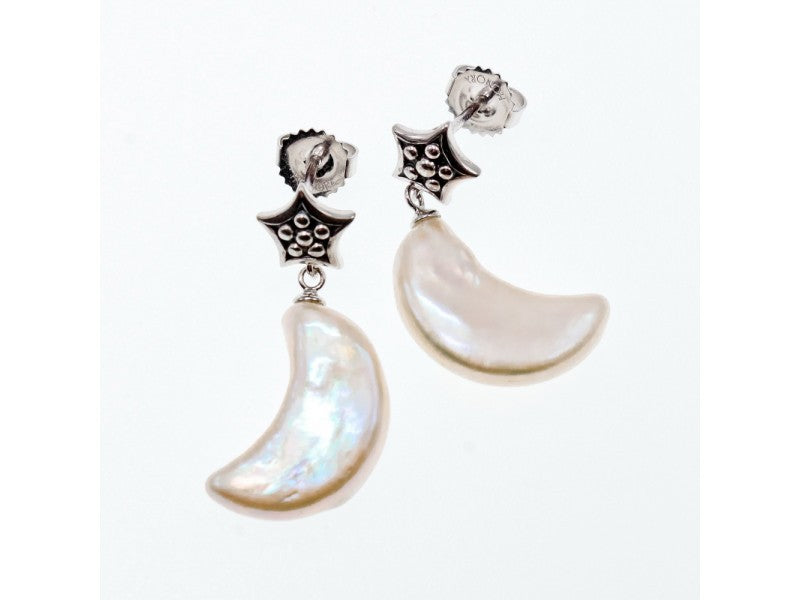925 Sterling Silver Mother OF Pearl "Moon & Stars" Earrings