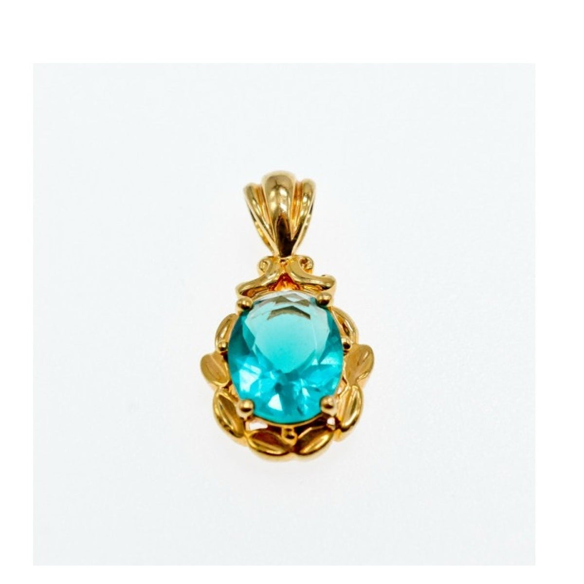 925 Sterling Silver Gold Plated Aquamarine "Ocean" Pendant