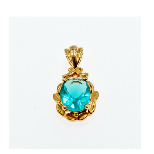 925 Sterling Silver Gold Plated Aquamarine "Ocean" Pendant