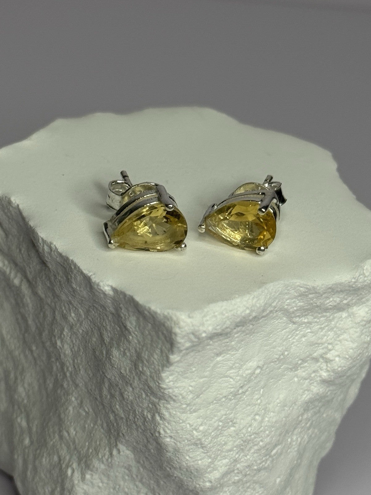 925 Sterling Silver Citrine Earrings Length 0.4 Inch