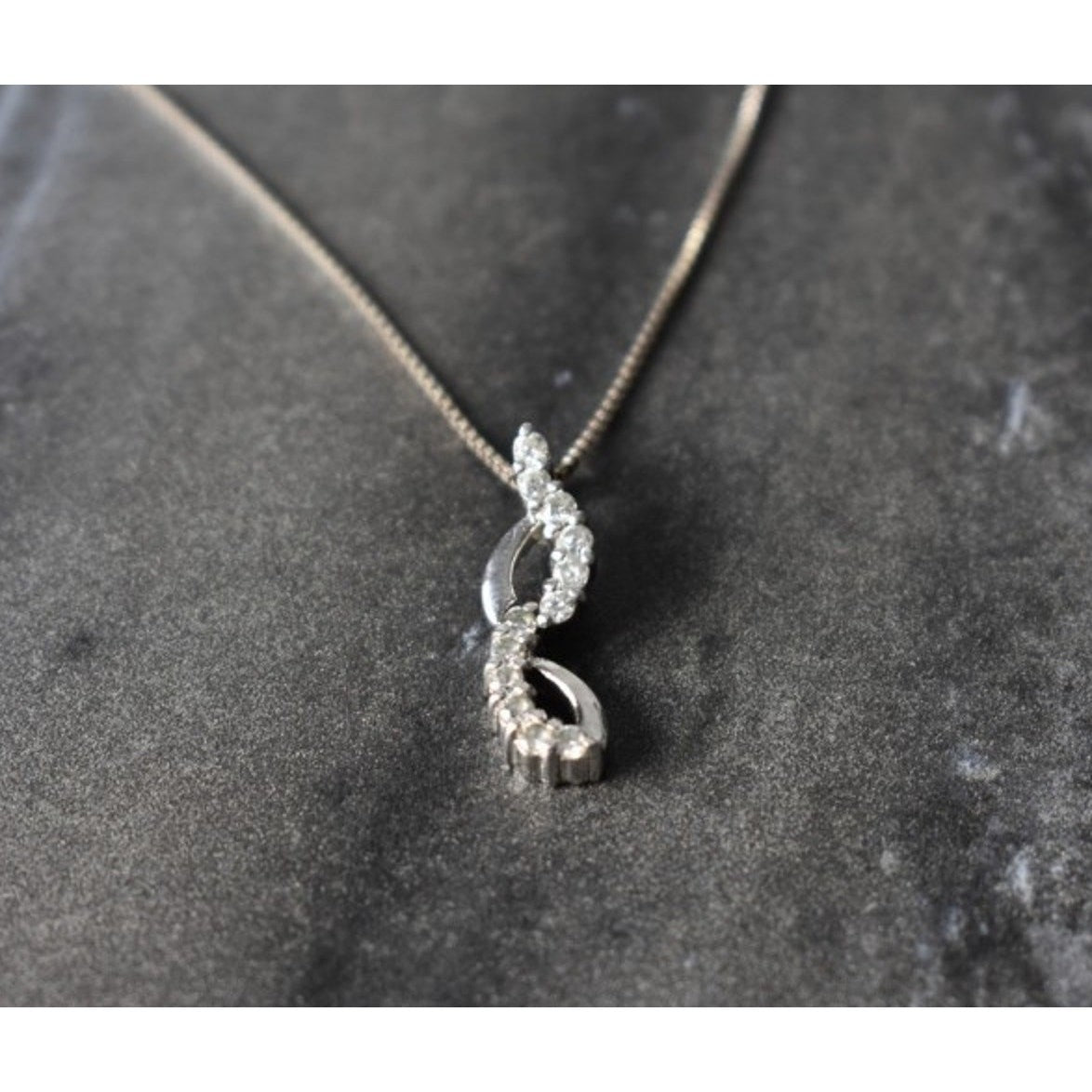 925 Sterling Silver CZ Chain With Pendant Italy