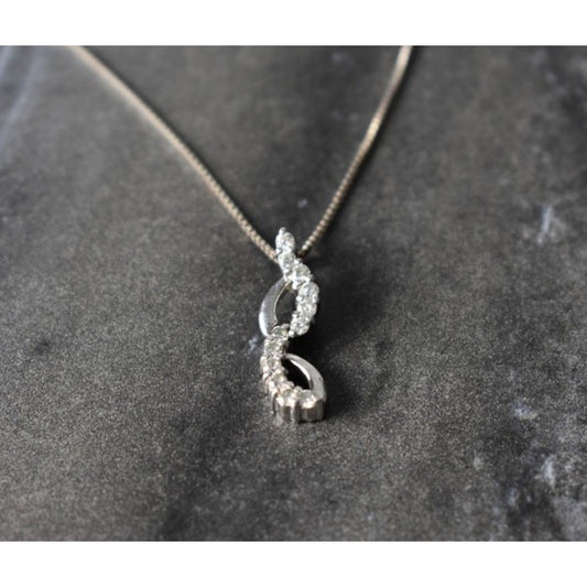 925 Sterling Silver CZ Chain With Pendant Italy