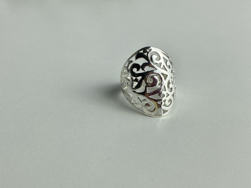 925 Sterling Silver Openwork Ring Size 7