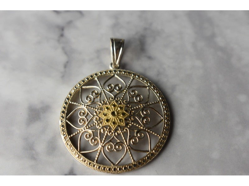 925 Sterling Silver & 14k Yellow Gold Pendant