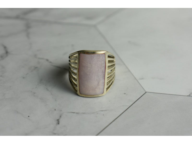 925 Sterling Silver Pink Mother OF Pearl Ring Size 8