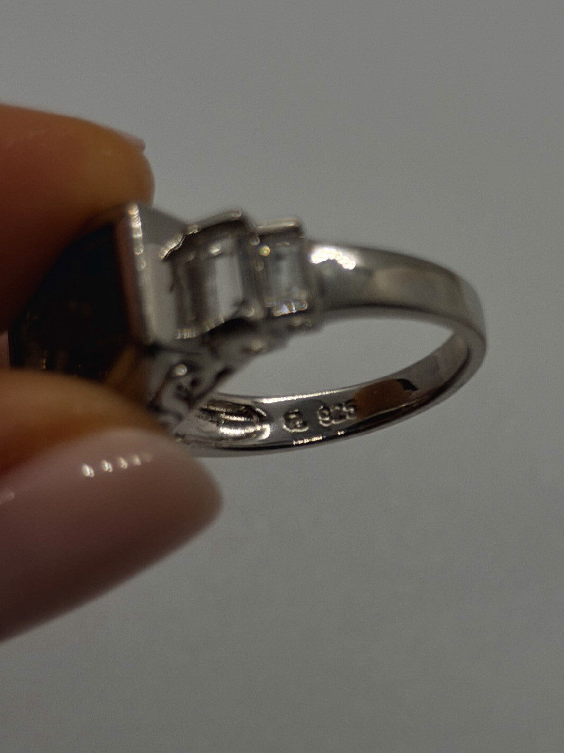 Art Deco 925 Sterling Silver Brown Smoky Quartz & White Topaz Ring Size 7