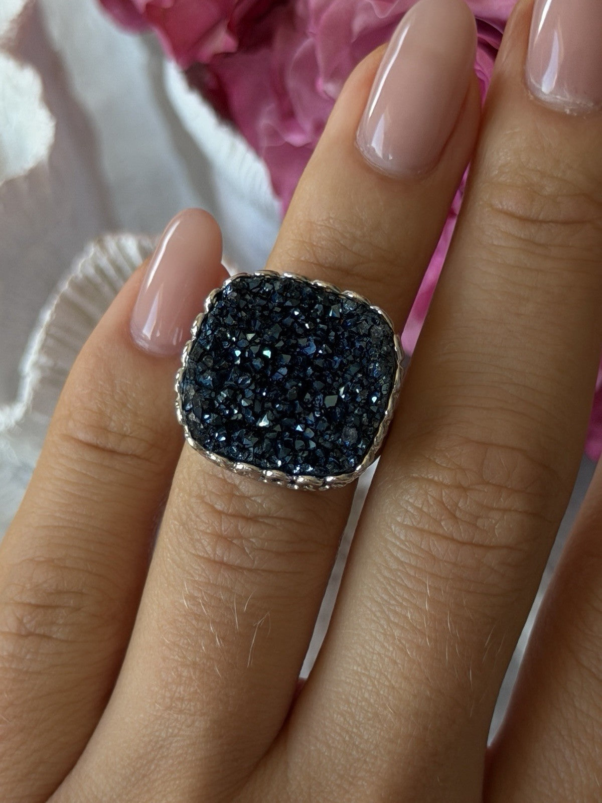 Beautiful 925 Sterling Silver Marcasite Ring Size 5