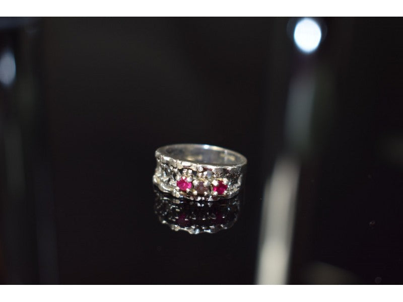 925 Sterling Silver Pink Topaz & Amethyst Ring Size 6.5
