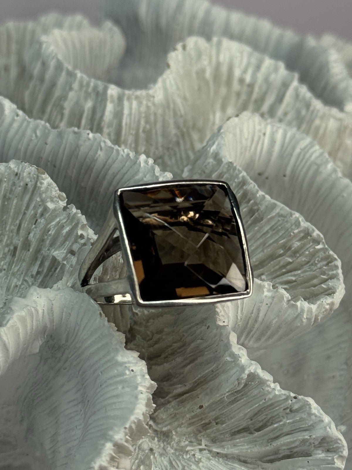 925 Sterling Silver Brown Tourmaline Ring Size 7
