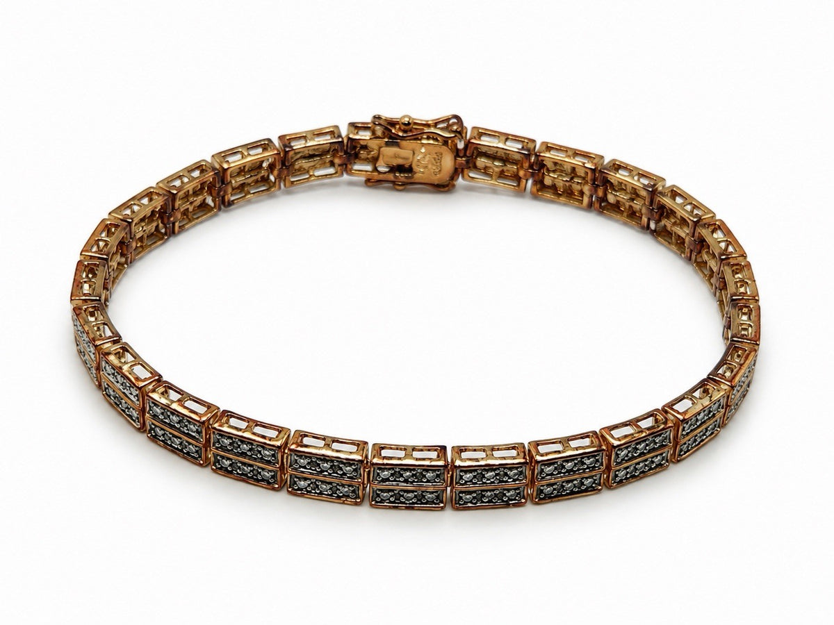 925 Sterling Silver Gold Plated Double Row Tennis Bracelet 7.5