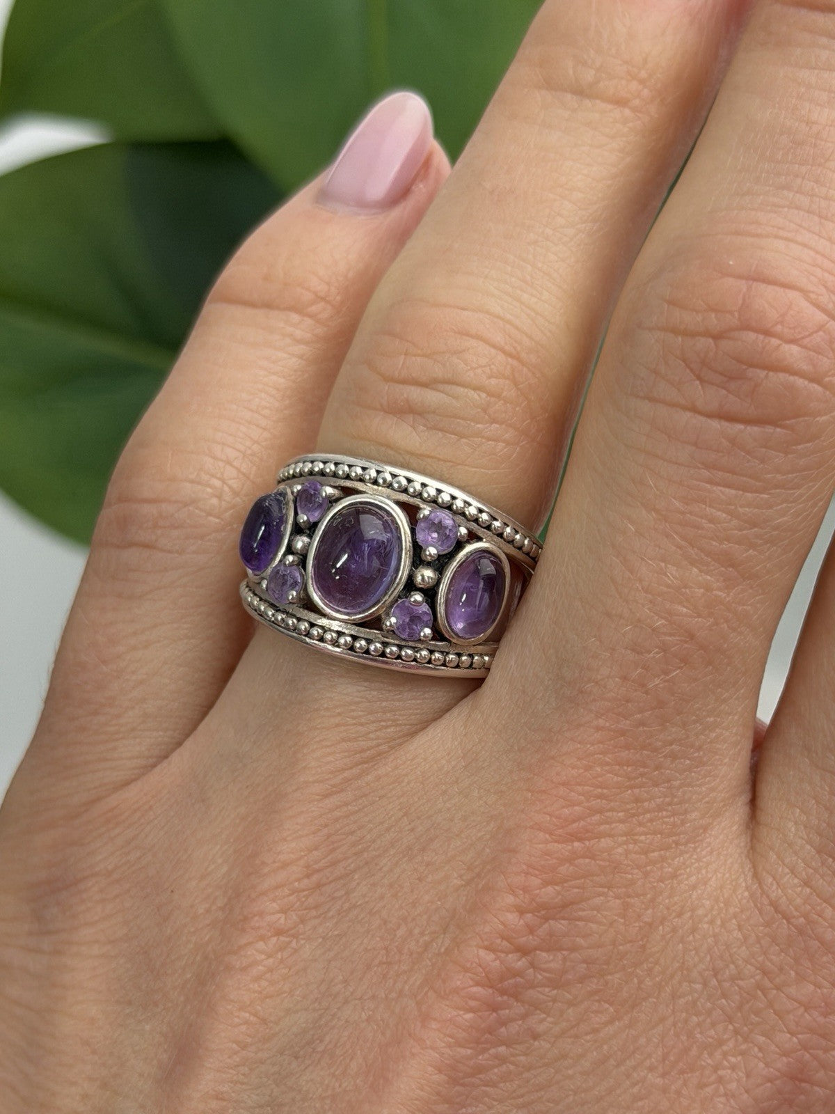 925 Sterling Silver Purple Tourmaline Ring Size 6