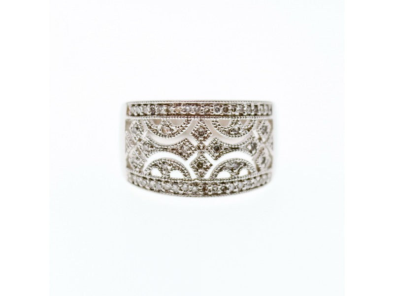 925 Sterling Silver CZ "Lace" Ring Size 6