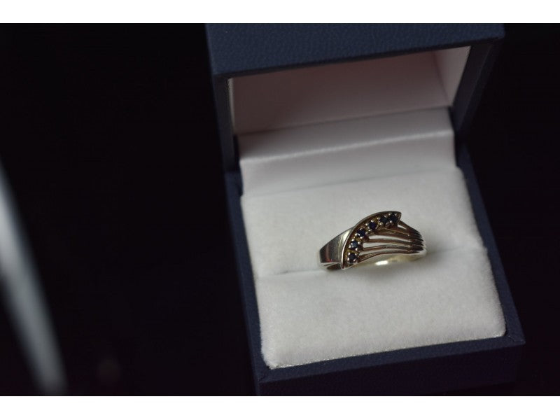 925 Sterling Silver Sapphires Ring Size 6.5