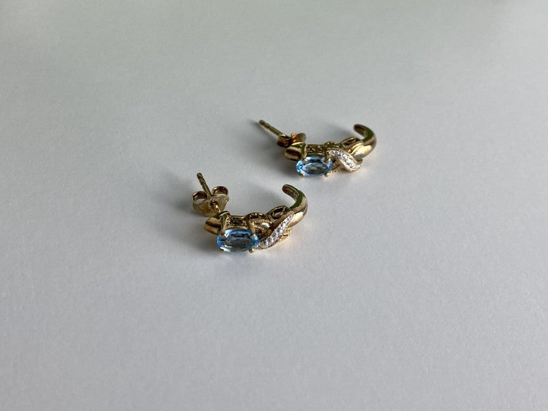 925 Sterling Silver Gold Plated Topaz Stud Earrings