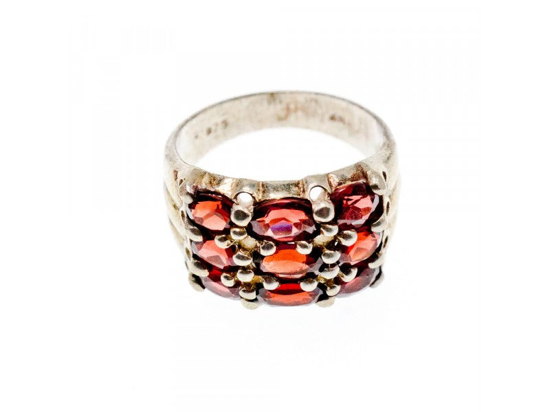 925 Sterling Silver Almandine Ring Size 8