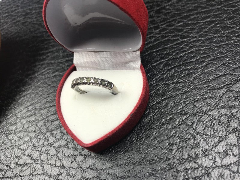 925 Sterling Silver Green CZ Ring Size 6.5