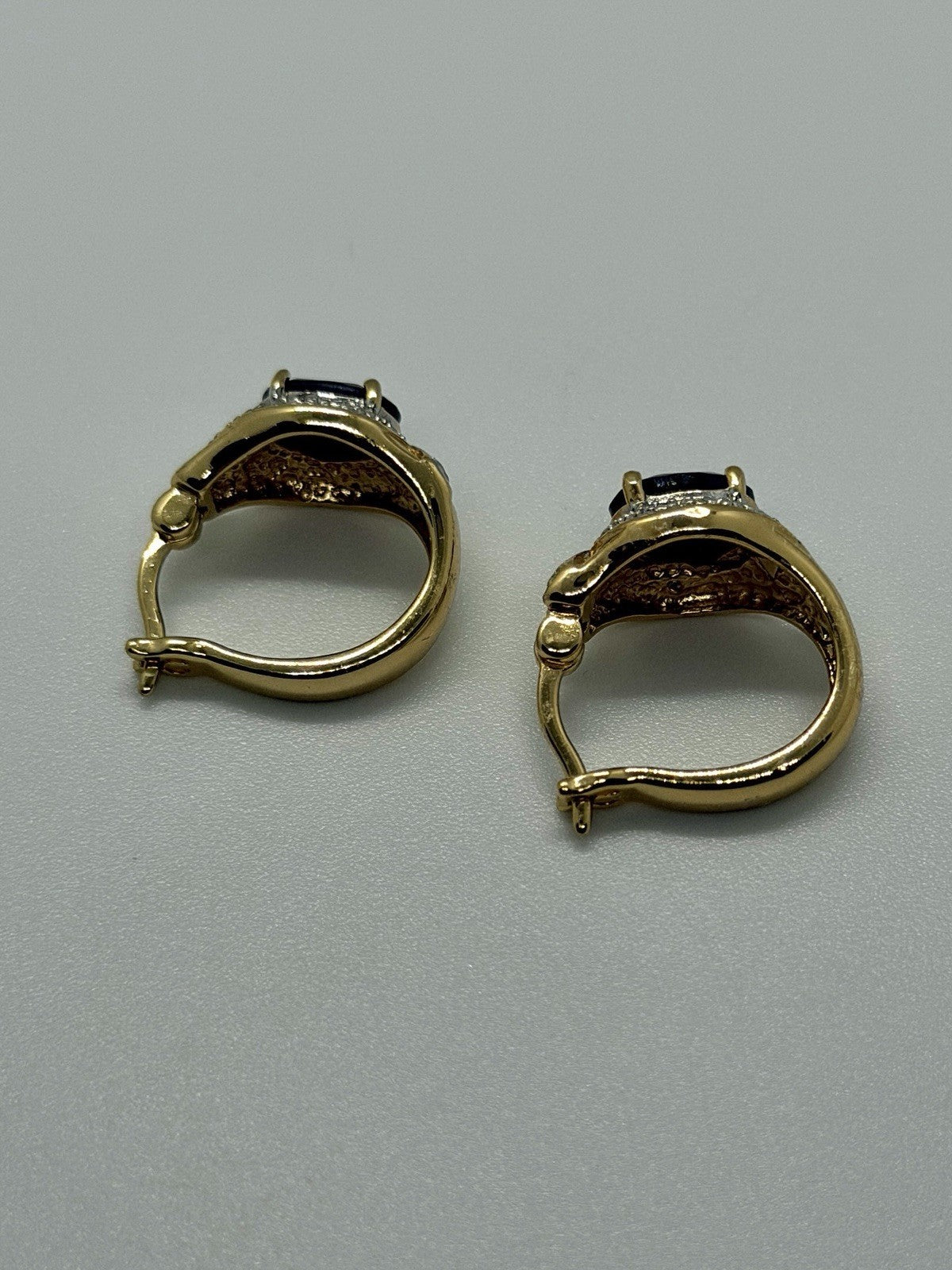 Elegant 925 Sterling Silver Gold Plated Sapphire Earrings