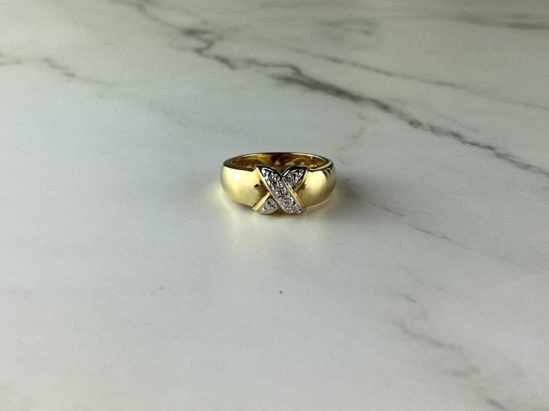 925 Sterling Silver Gold Plated Ring Size 5.5