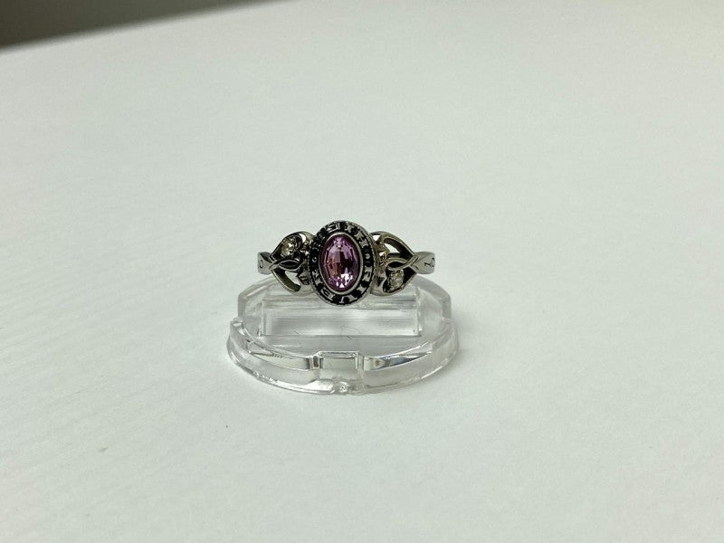 925 Sterling Silver Pink Topaz & Goshenite Ring Size 9.5