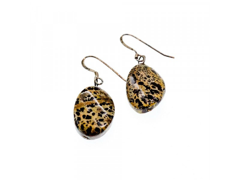 925 Sterling Silver Leopard Jasper Earrings
