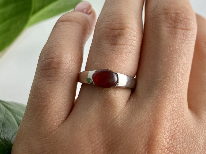 Vintage 925 Sterling Silver Agate Ring Size 7.25