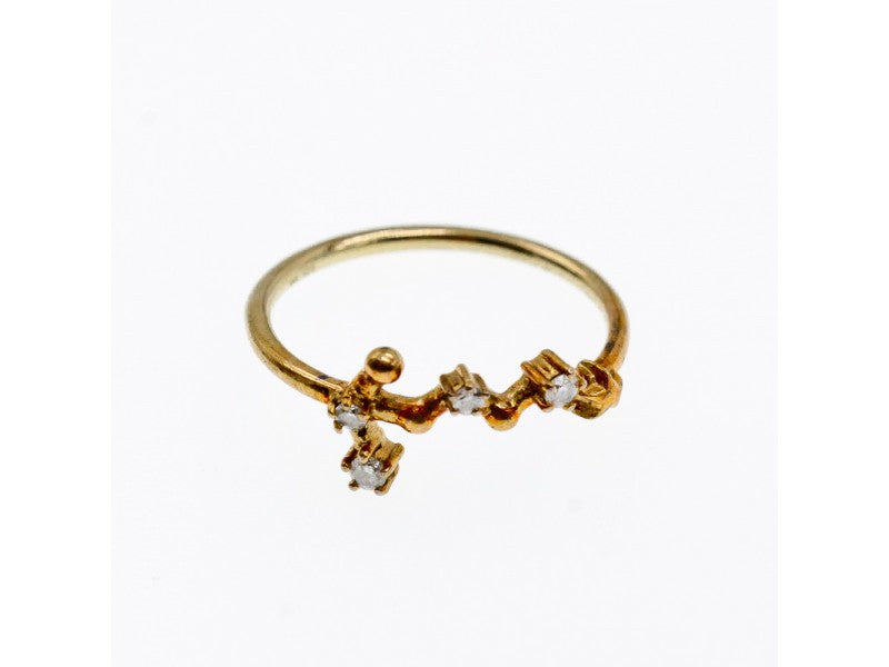 925 Sterling Silver Gold Plated Diamonds Ring Size 9