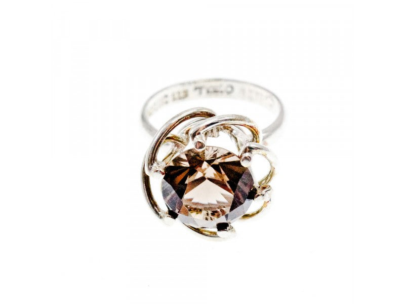 925 Sterling Silver Brown Tourmaline Ring Size 6.5