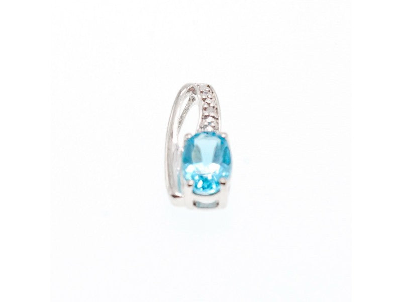 925 Sterling Silver Topaz & Diamond Pendant