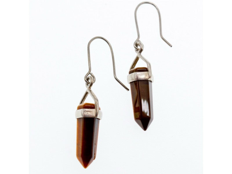 925 Sterling Silver Tiger'S Eye Earrings