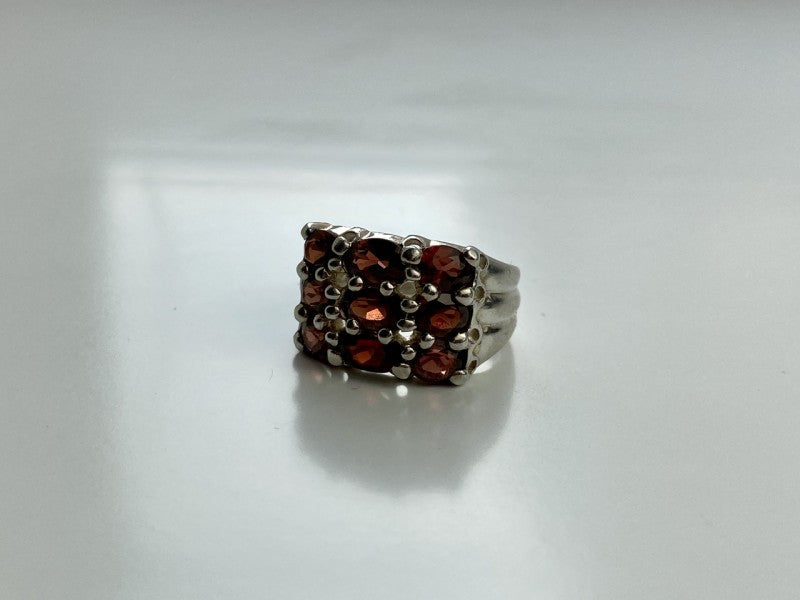 925 Sterling Silver Almandine Ring Size 8