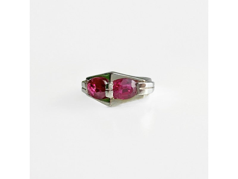 925 Sterling Silver Pink Spinel Ring Size 5.5