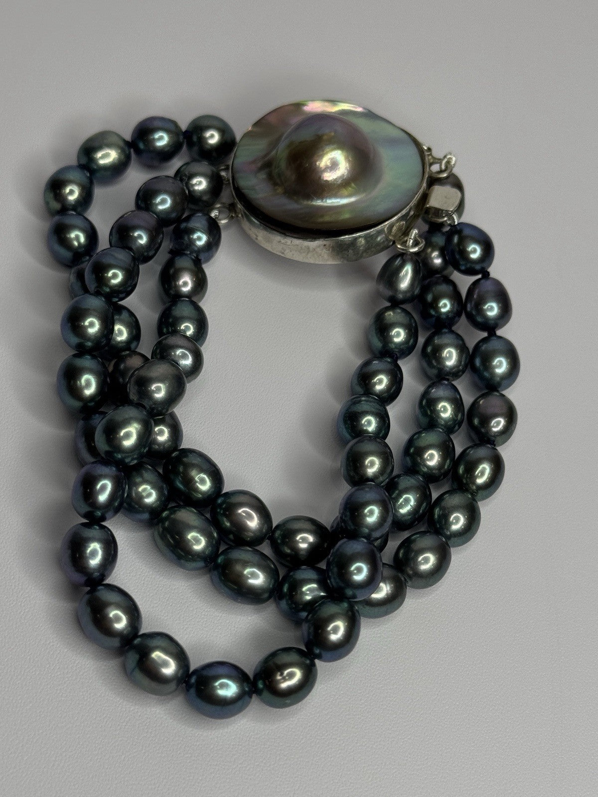 925 Sterling Silver Unique Bracelet Freshwater Pearls Lenght 8 Inch